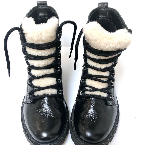 Women’s Sorel Lennox Cozy Sherpa Lace Black Patent Leather Chunky Boots US 7 - Picture 12 of 12